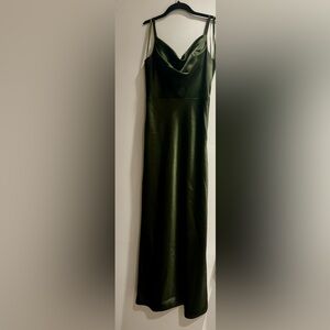 Revelry deep olive Nadia bridesmaid dress